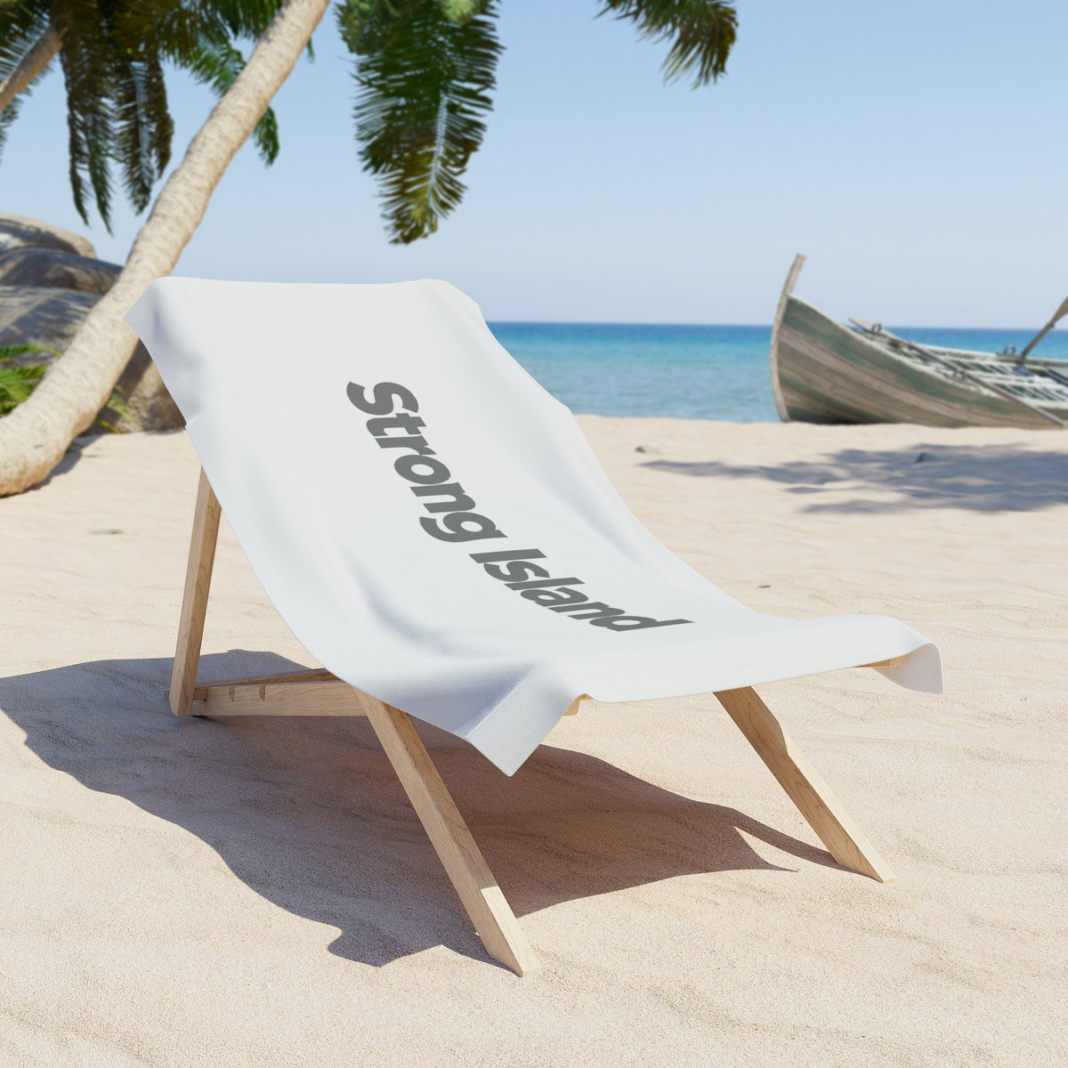 Strong Island Beach Towel – Bold Text Coastal Towel for Beach & Pool