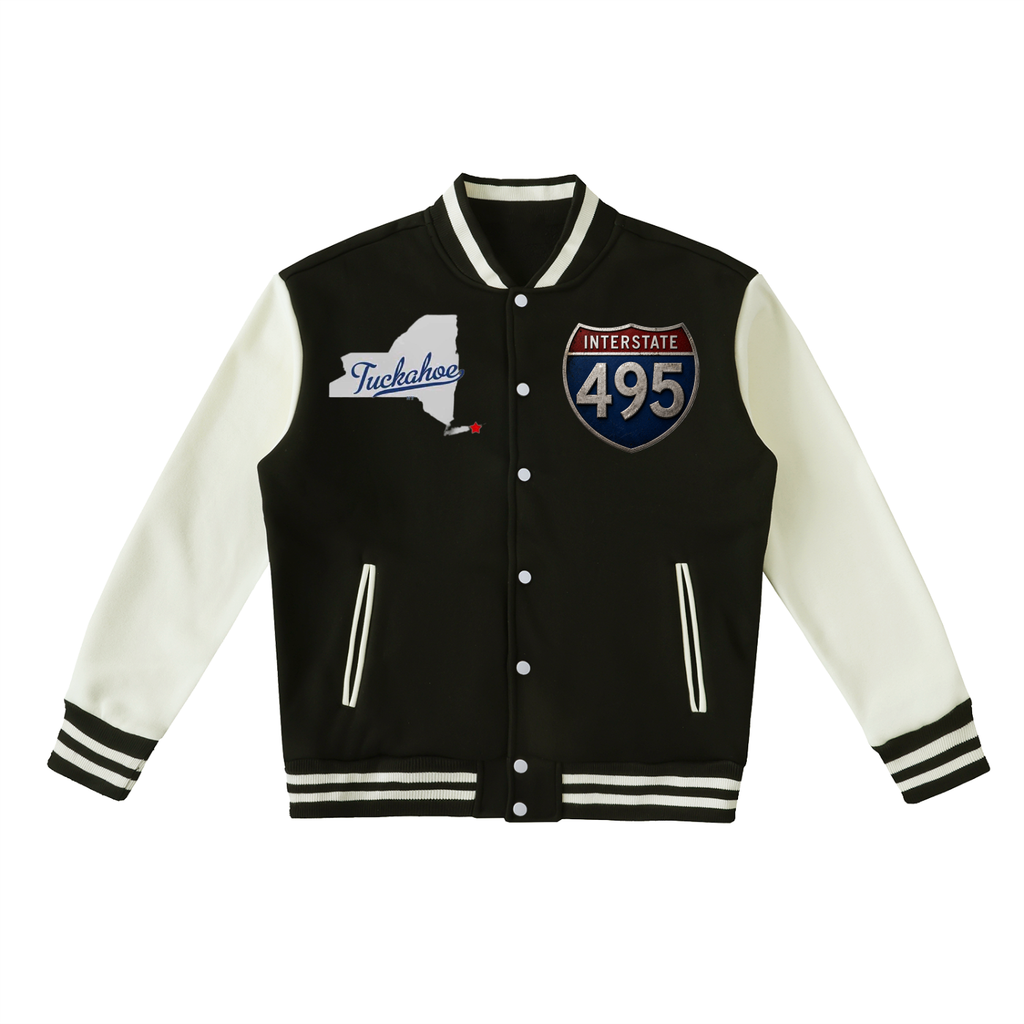 Two-Tone Fleeced Varsity Jacket