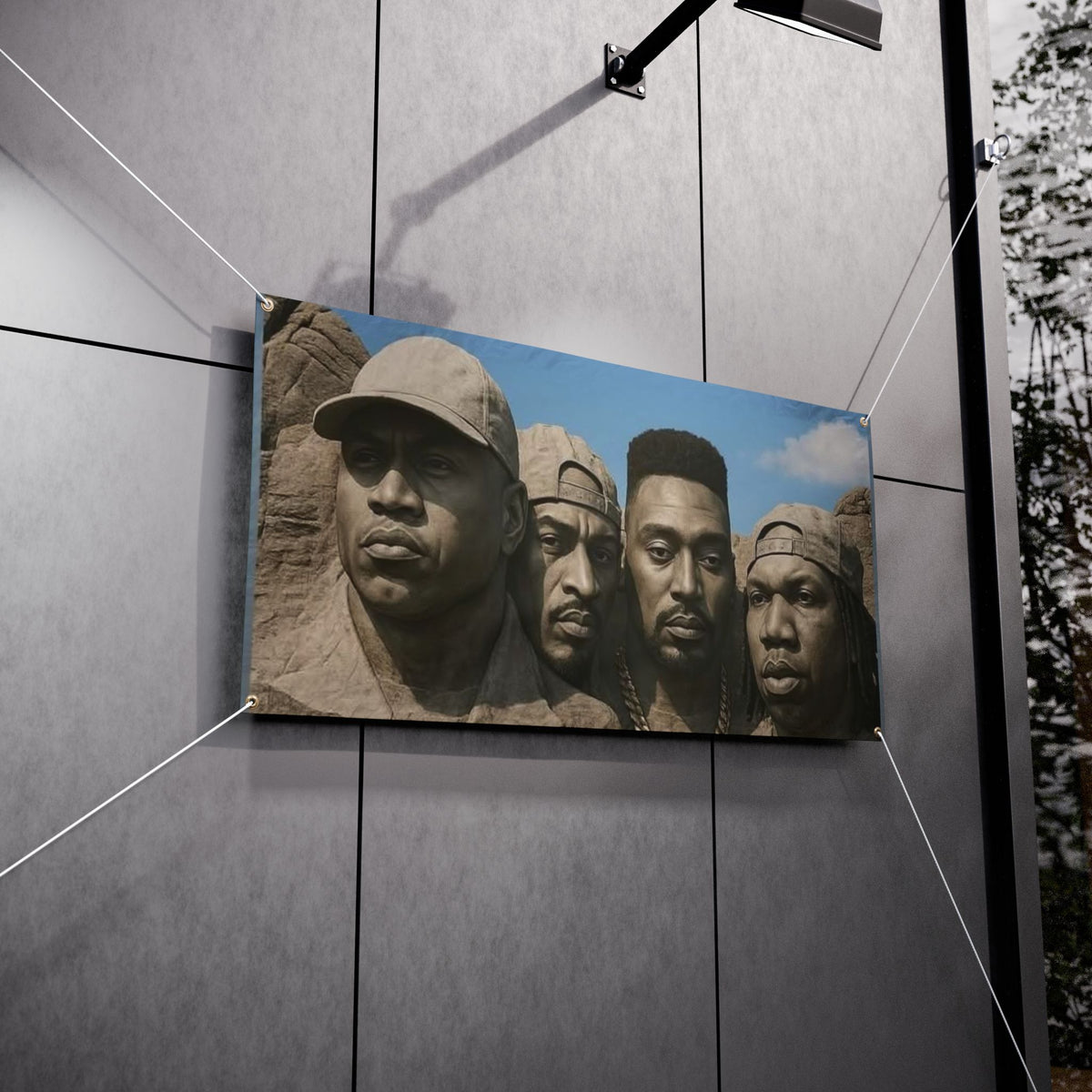 Bronze Sculpture Portrait Vinyl Banner — Outdoor Decorative Art Banner