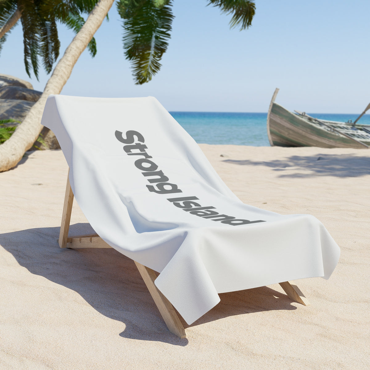 Strong Island Beach Towel – Bold Text Coastal Towel for Beach & Pool