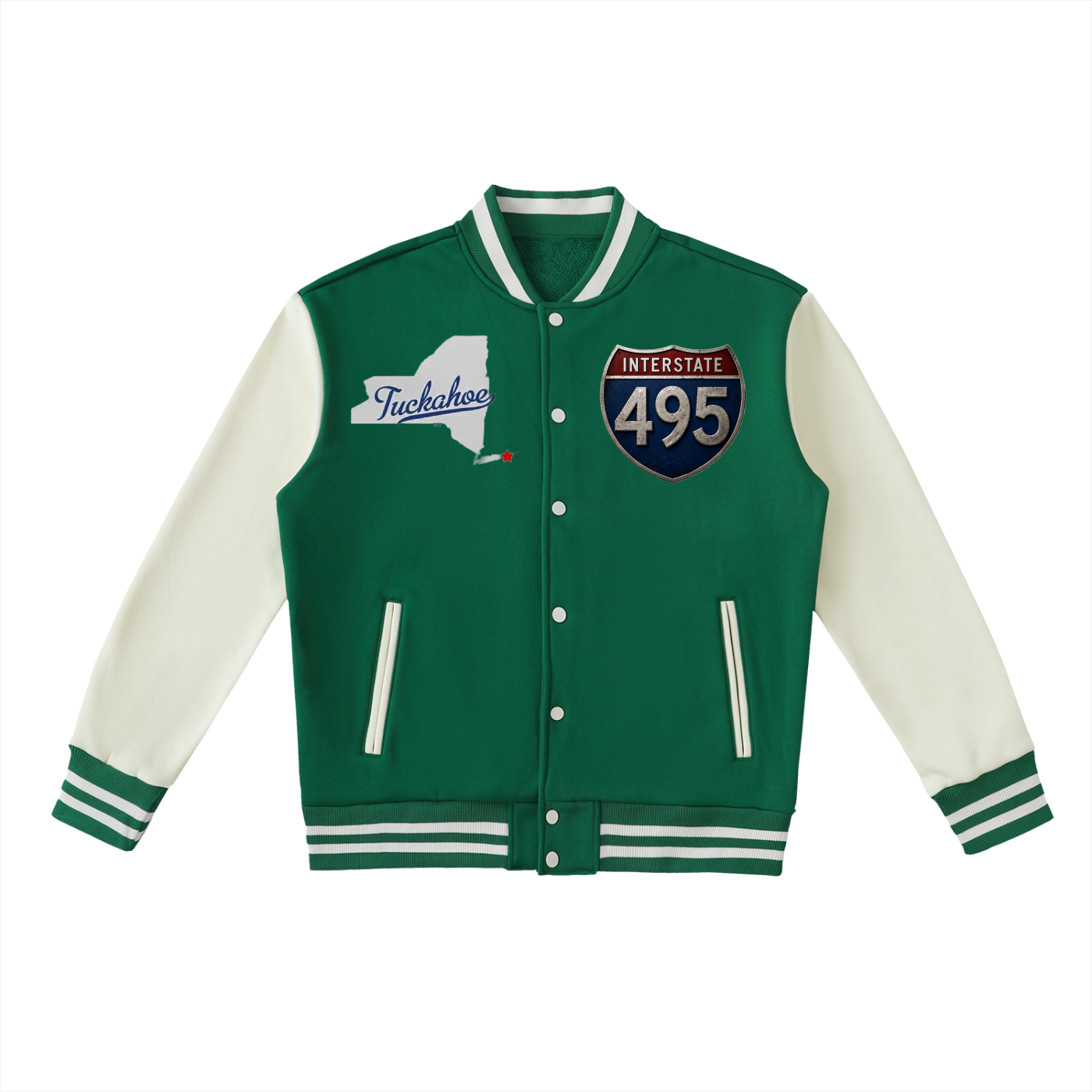 Two-Tone Fleeced Varsity Jacket