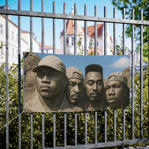 Bronze Sculpture Portrait Vinyl Banner — Outdoor Decorative Art Banner